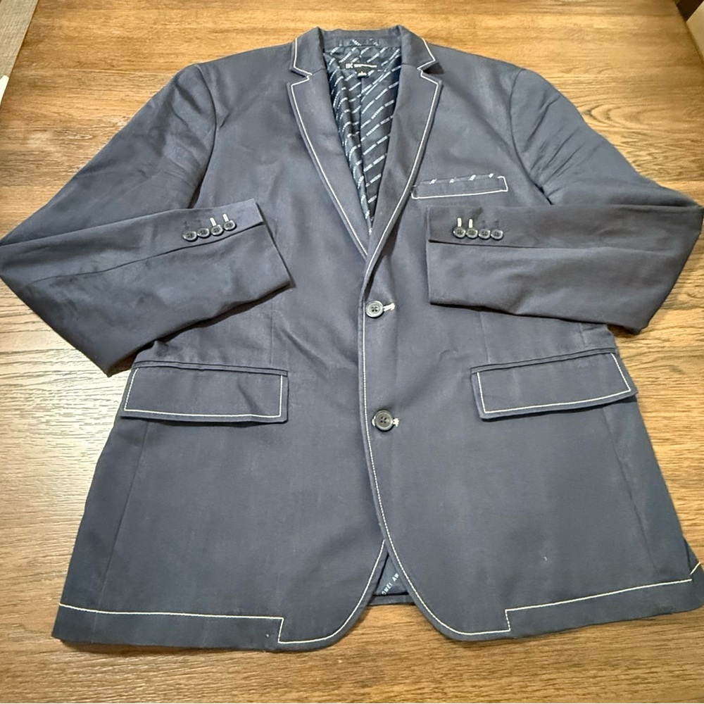 INC International Concepts Black Blazer with White Piping